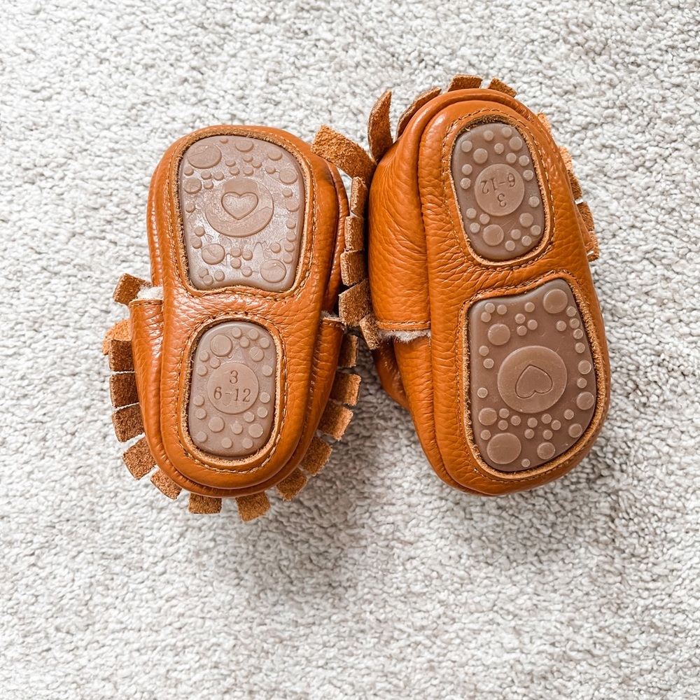 6-12M Brown Faux Leather Mary Jane Moccasins - Picture 4 of 4